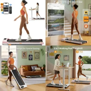Dual-Function Walking and Jogging Desk Treadmill,