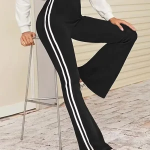 1Pcs Striped Yoga Pant Black Red Women'